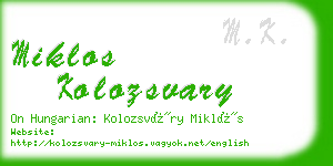 miklos kolozsvary business card